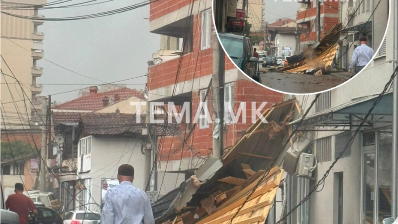 Era e fuqishme në Shkup shkul çatinë e një objekti në rrugën e “Pllastikave”