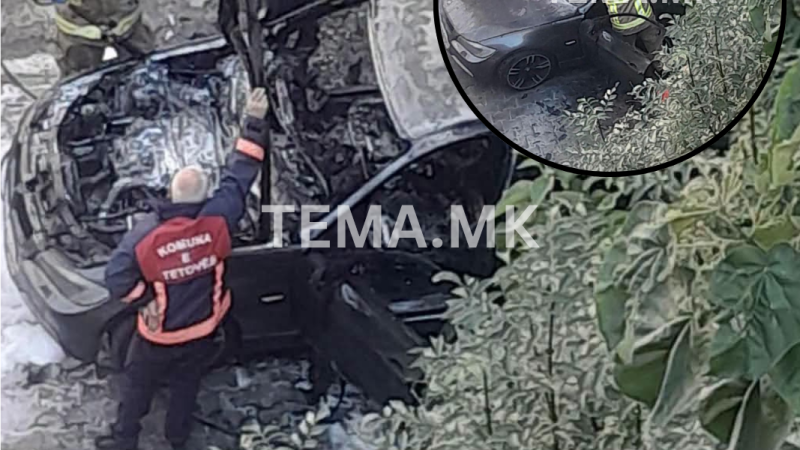 Digjet një automjet përballë Qendrës Tregtare “REM MALL” në Tetovë, ja detajet