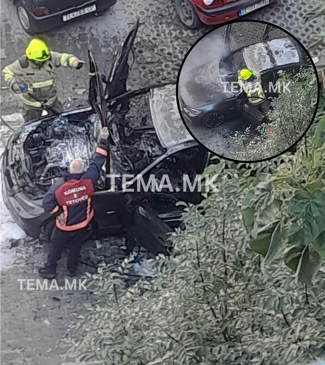 Digjet një automjet përballë Qendrës Tregtare  REM MALL  në Tetovë  ja detajet