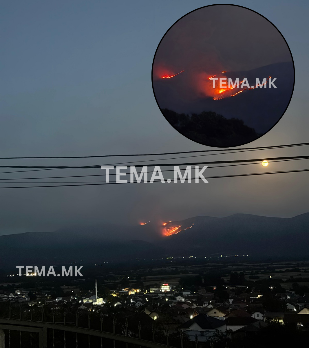 Zjarr i madh në Malin e Thatë   flakët përfshijnë zonën mbi fshatin Kopanicë
